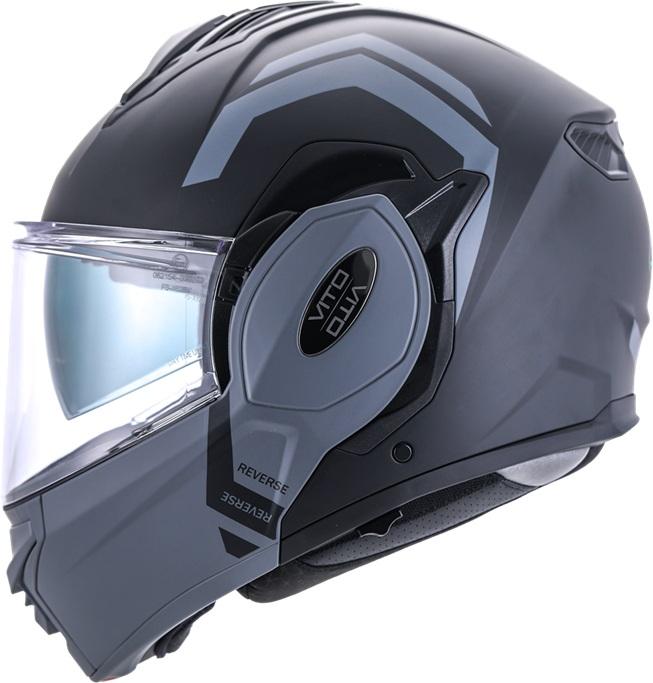 Helm Vito systeemhelm reverse mat zwart/grijs