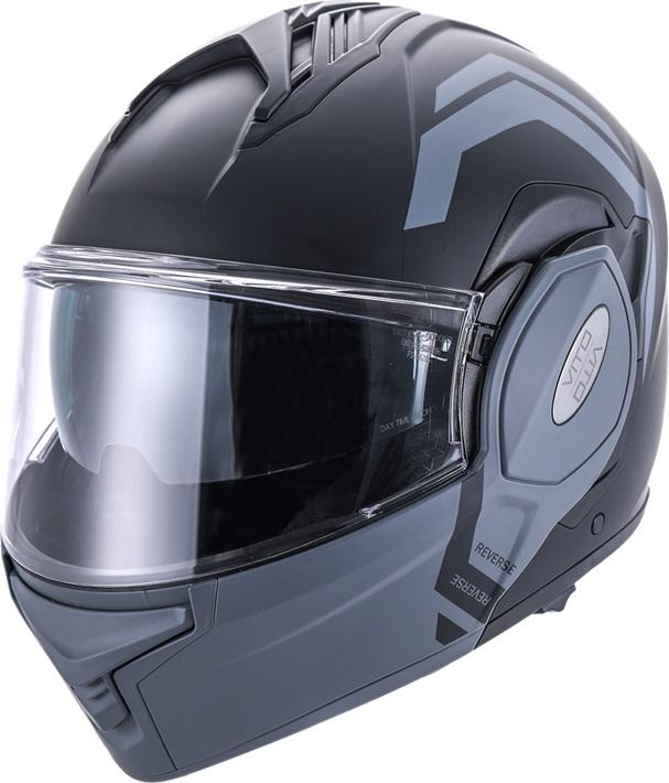 Helm Vito systeemhelm reverse mat zwart/grijs